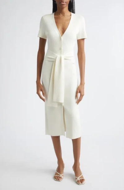 Toccin Agnes Short Sleeve Sweater Dress In White