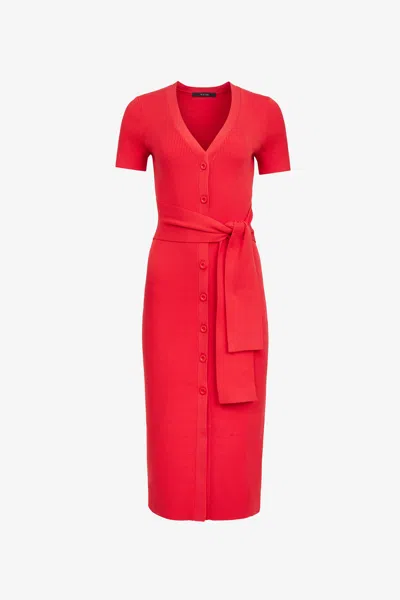 Toccin Agnes Tie-front Sleeveless Midi Dress In Red