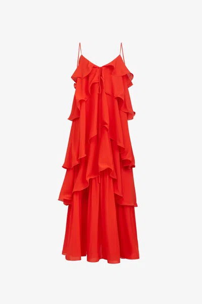 Toccin Agustina Tiered Maxi Dress - Pos In Red