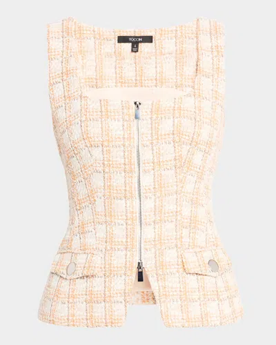 Toccin Alicia Zip-front Tweed Vest In Manmu