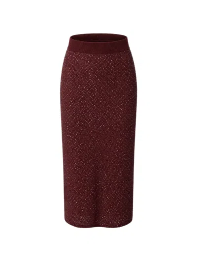 Toccin Alisha Sequin-embellished Midi Skirt In Burgundy