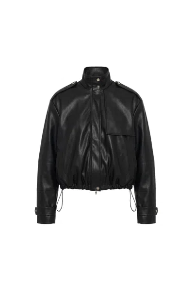 Toccin Alyssa Funnel Neck Bomber With Drawstring Detail In Jet