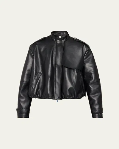 Toccin Alyssa Stand-collar Faux Leather Jacket In Black