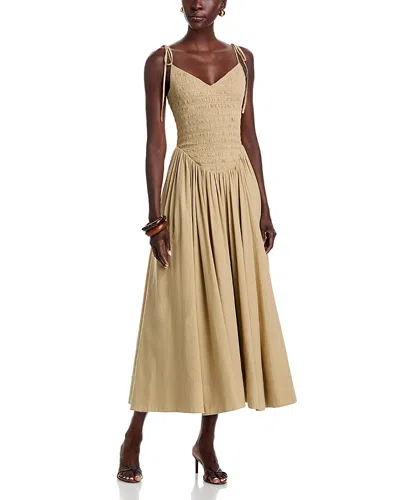 Toccin Amaya Smocked Midi Dress In Neutral