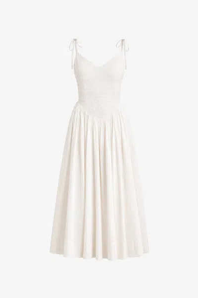 Toccin Amaya Smocked Midi Dress In Driftwood