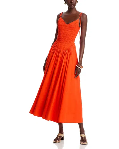 Toccin Amaya Smocked Midi Dress In Orange
