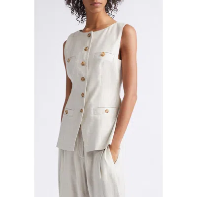 Toccin Amra Bateau Neck Linen Blend Vest In Animal Print