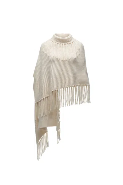 Toccin Anais Fringe Wrap In White