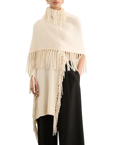 Toccin Anais Wool & Cashmere Fringe Wrap In Brown