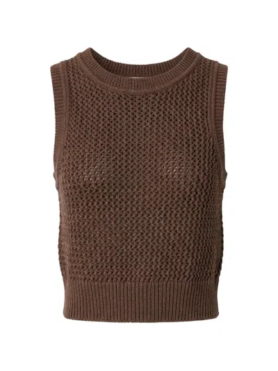 Toccin Andy Open-knit Sleeveless Top In Brown