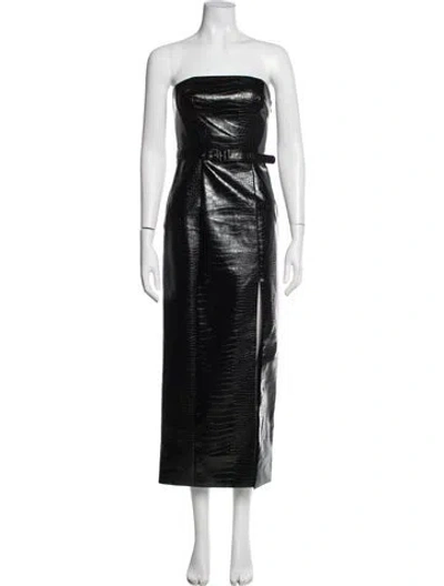 Pre-owned Toccin Animal Print Long Dress In Black