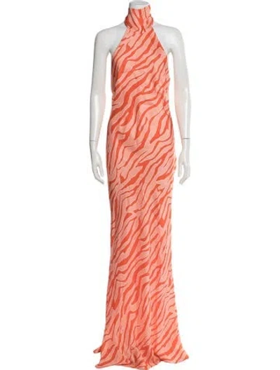 Pre-owned Toccin Animal Print Long Dress In Orange