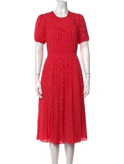 Pre-owned Toccin Animal Print Midi Length Dress In Red