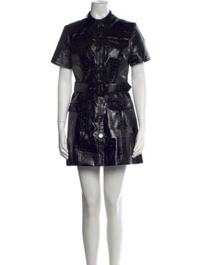 Pre-owned Toccin Animal Print Mini Dress In Black