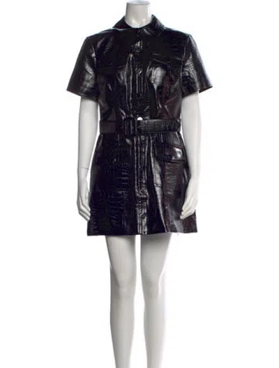Pre-owned Toccin Animal Print Mini Dress In Black