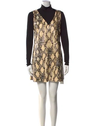 Pre-owned Toccin Animal Print Mini Dress In Neutral
