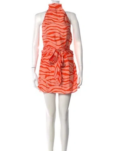Pre-owned Toccin Animal Print Mini Dress In Orange