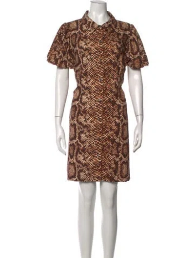 Pre-owned Toccin Animal Print Mini Dress W/ Tags In Brown