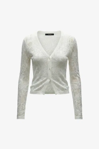 Toccin Annabelle V-neck Cardigan In White