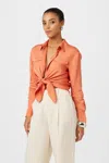 Toccin Annika Button Down Shirt In Brown