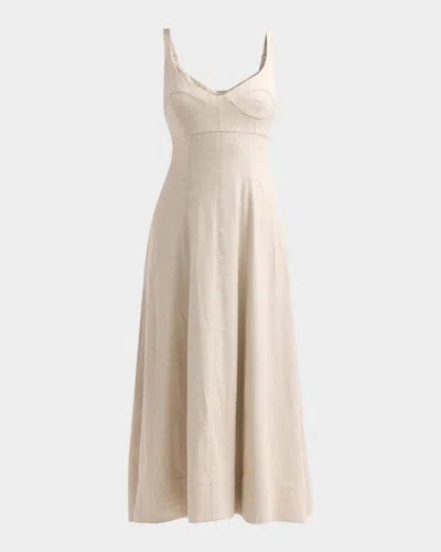 Toccin Arya Linen-blend A-line Midi Dress In Sand