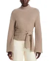 Toccin Aspen Tie Front Sweater In Brown