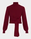 Toccin Aspen Wool And Cashmere Tie-front Turtleneck Sweater In Burgu