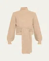 Toccin Aspen Wool And Cashmere Tie-front Turtleneck Sweater In Camel
