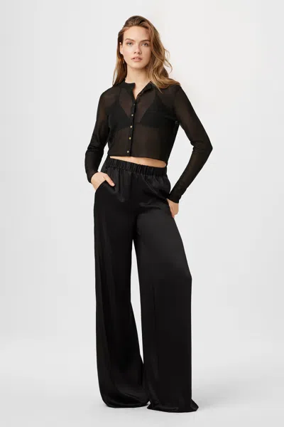 Toccin Auggie Silk Wide Leg Pants In Black