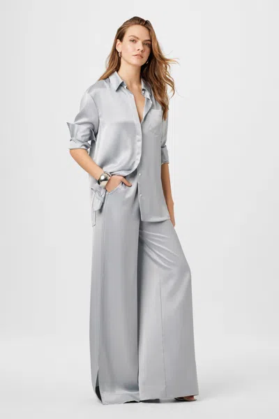 Toccin Auggie Silk Wide Leg Pants In Gray