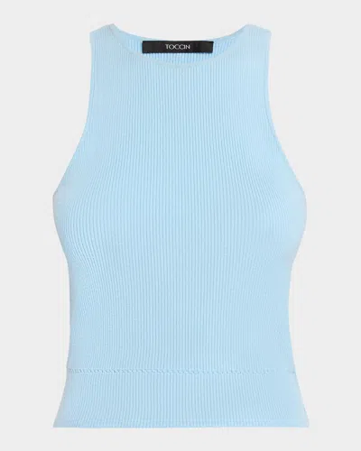 Toccin Avery Racerback Tank Top In Soft Blue