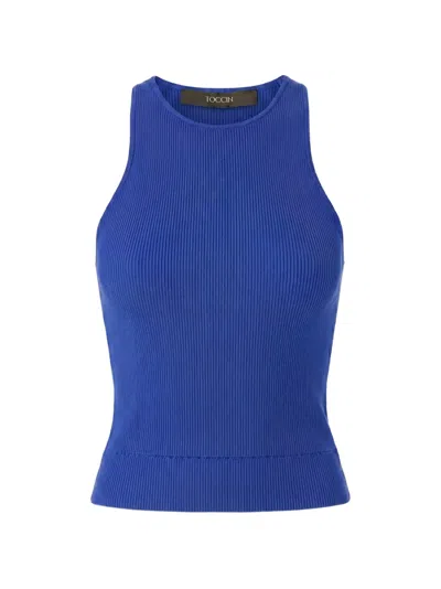 Toccin Avery Ribbed Tank Top In Blue