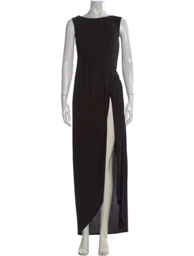 Pre-owned Toccin Bateau Neckline Long Dress In Black