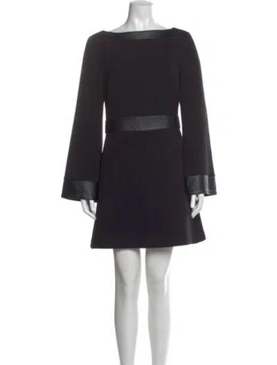 Pre-owned Toccin Bateau Neckline Mini Dress In Black