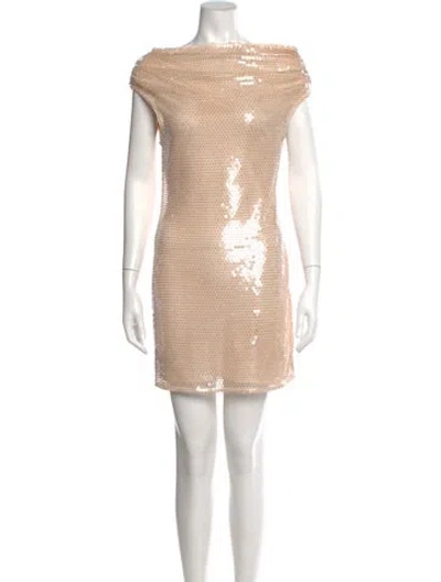 Pre-owned Toccin Bateau Neckline Mini Dress In Neutral