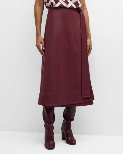 Toccin Beatrice Vegan Leather Wrap Skirt In Burgundy