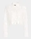 Toccin Beatrix Long Sleeve Collared Button Front Top In Optic