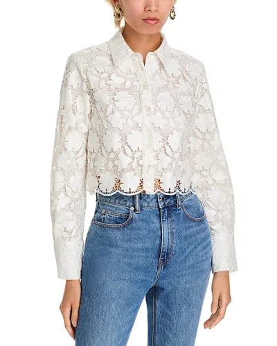 Toccin Beatrix Long Sleeve Collared Button Front Top In Optic