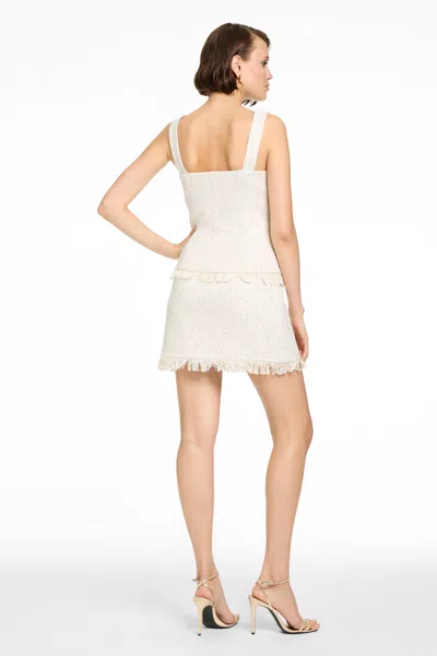 Toccin Beau Sleeveless Button-front Top With Fringe In Neutral