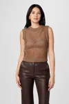 Toccin Becca Metallic Crochet Tank In Brown