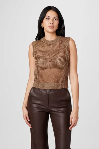 Toccin Becca Metallic Crochet Tank In Brown