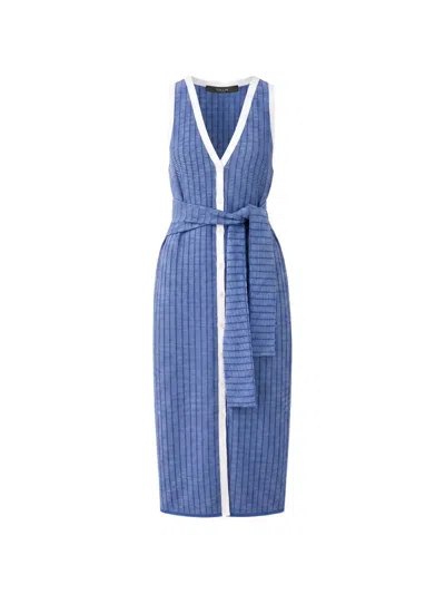 Toccin Bex Tie-front Sleeveless Midi Dress In Blue