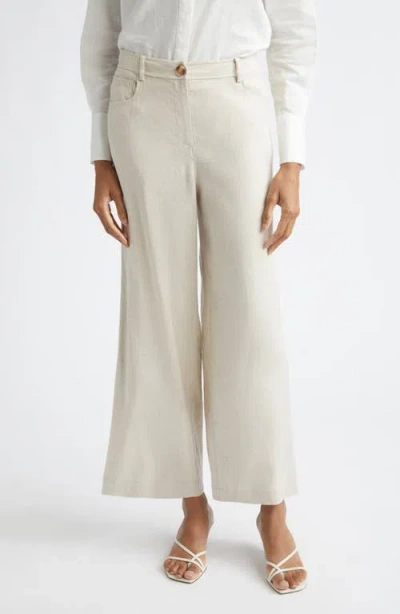 Toccin Blaire Linen Blend Wide Leg Pants In White