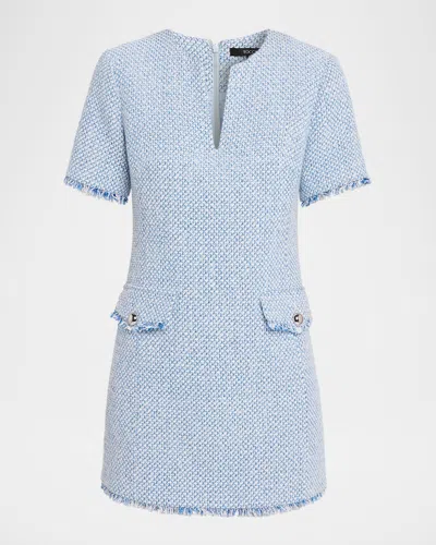 Toccin Blythe Tweed Mini Dress In Blue