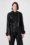Toccin Brando Belted Biker Jacket In Black