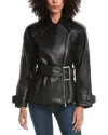 Toccin Brando Belted Biker Jacket In Black