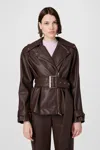 Toccin Brando Belted Biker Jacket In Brown