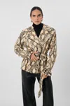 Toccin Brando Python Biker Jacket In Neutral
