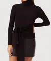 Toccin Brielle Long Sleeve Tie-front Turtleneck Top In Jet In Multi