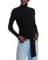 Toccin Brielle Long Sleeve Tie-front Turtleneck Top In Jet In Jet